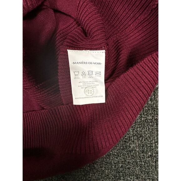 Maniere De Voir Polo Shirt Men's Size M White Border Stripe  Burgundy NEW - Picture 5 of 7